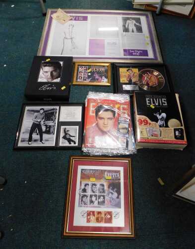 Various Elvis Presley memorabilia, framed, printed and other ephemera, box set, prints, pictures,...