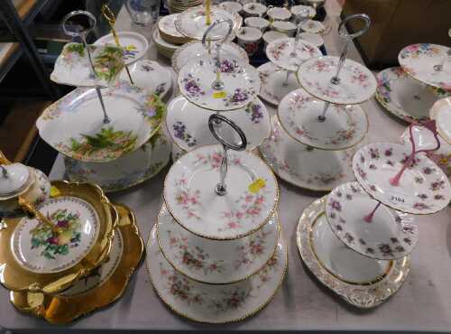 Various cake stands, to include Royal Albert Lavender Rose two sectional cake stand, various...