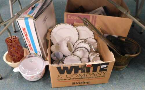 Various collectable items and effects, a Wedgwood Chartley part dinner service, stair rods,...