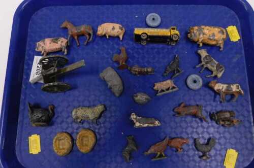 Various lead farm animal figures. (1 tray)