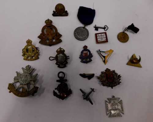 Various cap badges, Notts and Derby, other military badges, etc. (1 bag)