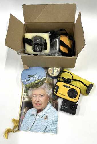 Various commemorative items, Queen Golden Jubilee card, Coalport RAF style dish, 10m underwater...