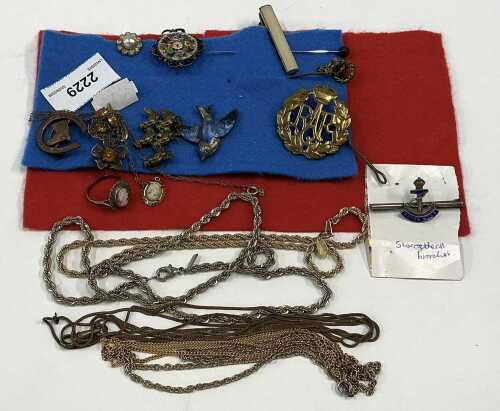 Various costume jewellery, micromosaic brooch, other brooches, horse and horseshoe, etc. (a...