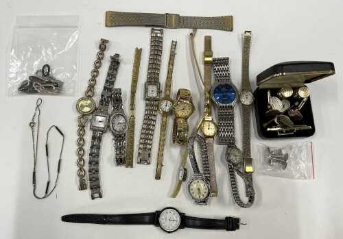 Various costume jewellery, wristwatches, fashion watches, lady's cocktail watches, etc. (1 bag)