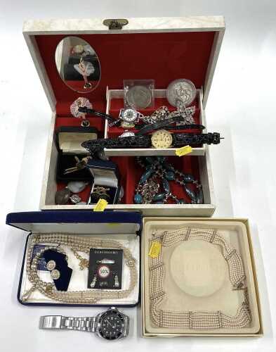 Various costume jewellery and effects, faux Cascade and other pearls, Timex gentleman's...