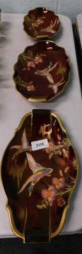 Three Carltonware Rouge Royale dishes, decorated with ducks.