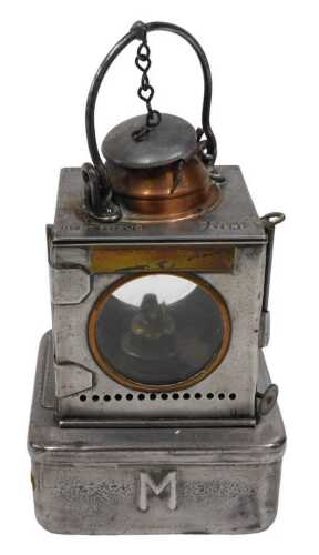 A 20thC LNER Woodhall Spa Welch patent signal lamp, of square form, with copper mounts, marked...