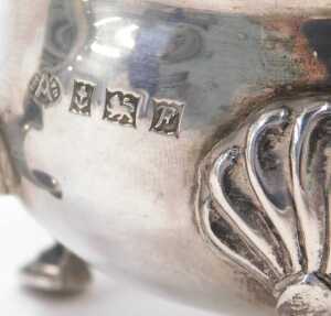 A pair of Elizabeth II silver sauce boats, each with ear handles and triple hoof feet, by Adie... - 2