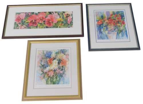 Jan Ford (20thC). Summer Flowers, artist signed limited edition print, 32/500, 20cm x 58cm, and...