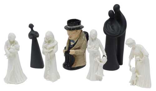 Various pottery and effects, a Royal Doulton Winston Churchill Toby jug, large, 25cm high,...
