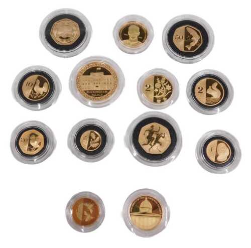 A 2024 United Kingdom 22ct gold proof Royal Mint thirteen coin set, to include five pound...