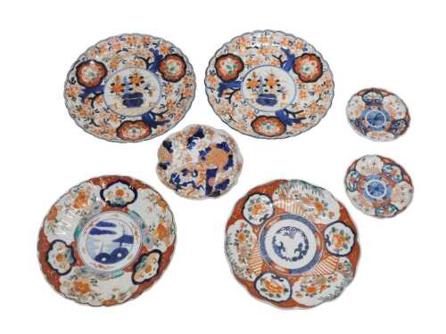 Various 19thC Japanese Meiji Period Imari plates, to include a flared rimmed plate decorated...