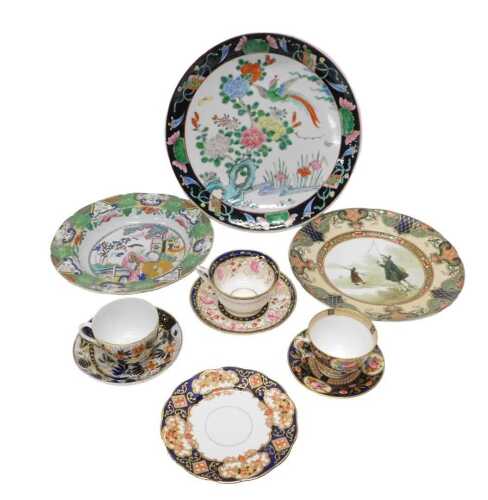 Various 19thC porcelain, etc., a Davenport cabinet cup and saucer, 16cm diameter, each piece...
