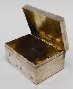 A George V silver and silver gilt box, of rectangular form, embossed with figure hunting, with a... - 3