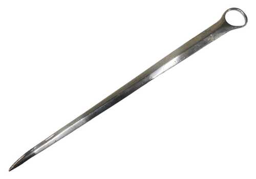 A George III meat skewer, of plain form, with compressed circular top, crested, by Henry Nutting,...