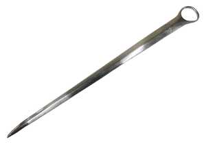 A George III meat skewer, of plain form, with compressed circular top, crested, by Henry Nutting,...