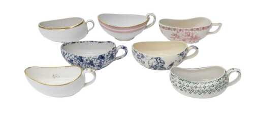 Various pottery and other bourdaloues, to include Coalport, a Bourgeois Patent Marseilles...