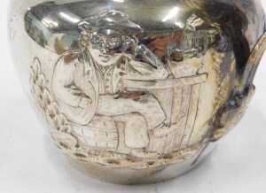 A Victorian silver jug, with beak spout and strap handle, the main body showing tavern scenes,... - 4