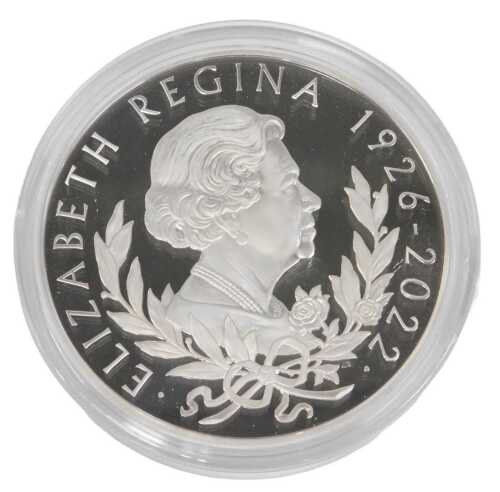 A Her Majesty Queen Elizabeth II 2022 one kilogram Royal Mint fine silver proof coin, in capsule,...