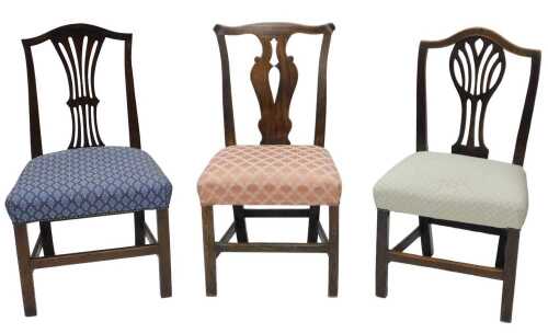 Three miscellaneous dining chairs, a 19thC elm Chippendale design chair, with carved pierced...