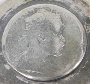 Four silver dishes, inset with European coins, to include Theresa style, unmarked white metal,... - 6