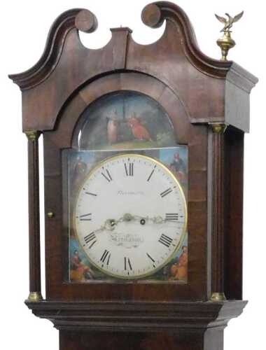 A 19thC mahogany longcase clock, the swan neck pedimented hood with arched glazed door,...