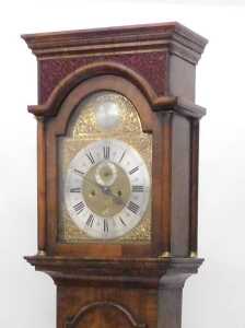 A fine 18thC brass faced longcase clock, the arched dial with raised plaque, signed Obediah... - 2