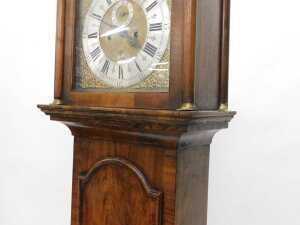 A fine 18thC brass faced longcase clock, the arched dial with raised plaque, signed Obediah... - 5