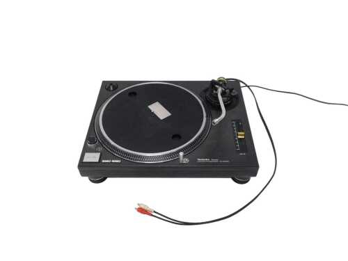 V - A Technics quartz direct drive turntable system, SL-1210MK2, in black finish, 46cm wide. 
Note:...