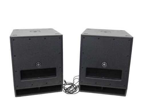 V - Two Yamaha DXS series active powered subwoofers, DXS15 MK II, with some wires, 60cm wide. 
Note:...