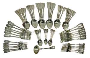 A Victorian comprehensive cutlery set, to include tablespoons, forks, teaspoons, ladles, etc.,...