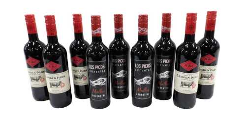 V - Five bottles of Camden Park Australia Shiraz red wine, and four further bottles of Los Picos...