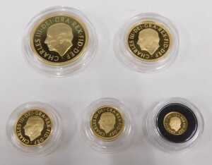 The Sovereign a 2026 five coin 22ct gold proof set, comprising &pound;5, double sovereign, sovereign,... - 2