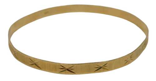 A bangle, of brushed star design, stamped 18k, 7cm diameter.