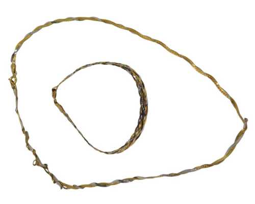 Two bi and tricolour chains, comprising a necklace and bracelet, each stamped Italy 9kt, 40cm...