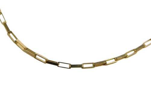 A 9ct gold box link necklace, bearing import marks, 42cm long, 2.2g.