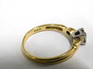 An 18ct gold diamond single stone dress ring, set with square cut diamond, 4mm x 4mm x 3.6mm, in... - 2
