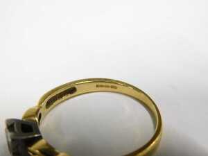 An 18ct gold diamond single stone dress ring, set with square cut diamond, 4mm x 4mm x 3.6mm, in... - 3