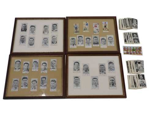 Various football framed cigarette cards, football related, early 20thC, bearing signatures, each...