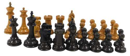 An early 20thC boxwood Staunton chess set, with 7cm high king, etc., in rectangular box.