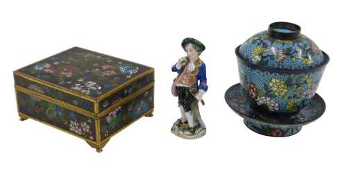 A 20thC Chinese cloisonne jewellery casket, of rectangular form, with removable lid, profusely...