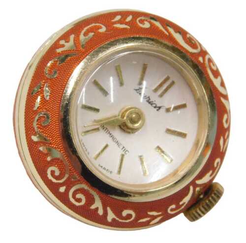 A Zurich anti magnetic fob watch, in a layered orange coloured gilt frame, with a 9ct gold...