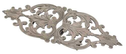 An Edward VII silver nurse's buckle, with elaborate scroll design, maker WA, Chester 1901, 14cm...