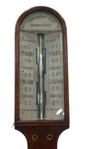 An early 19thC two dial stick barometer, in a rosewood case, marked Chadburn brothers Sheffield,...
