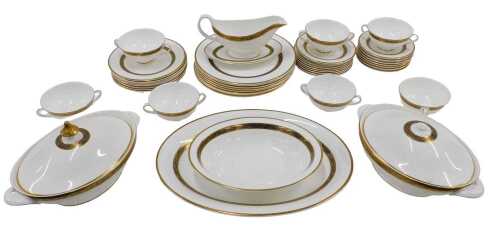 A Royal Doulton Harlow pattern part dinner service, to include oval meat platter a pair of...