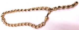 Two chains, comprising a flattened curb bracelet, 18cm long, yellow metal, unmarked and a part... - 3