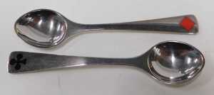 A cased set of Georg Jensen enamel card suit spoons, marked 925 sterling, in fitted case. - 2