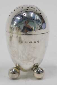 A set of four Victorian silver pepper pots, each of domed form, with pierced screw tops, on... - 2