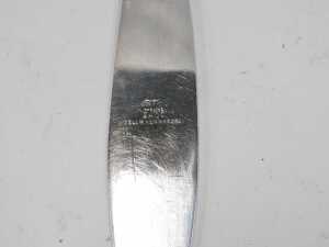 A 20thC Art Nouveau paper knife, with pierced satire end and plain blade, marked Kennard & Co... - 3