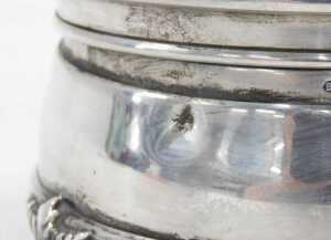 An Elizabeth II dressing table jar, in the Edwardian style, with engine turned hinged lid,... - 4